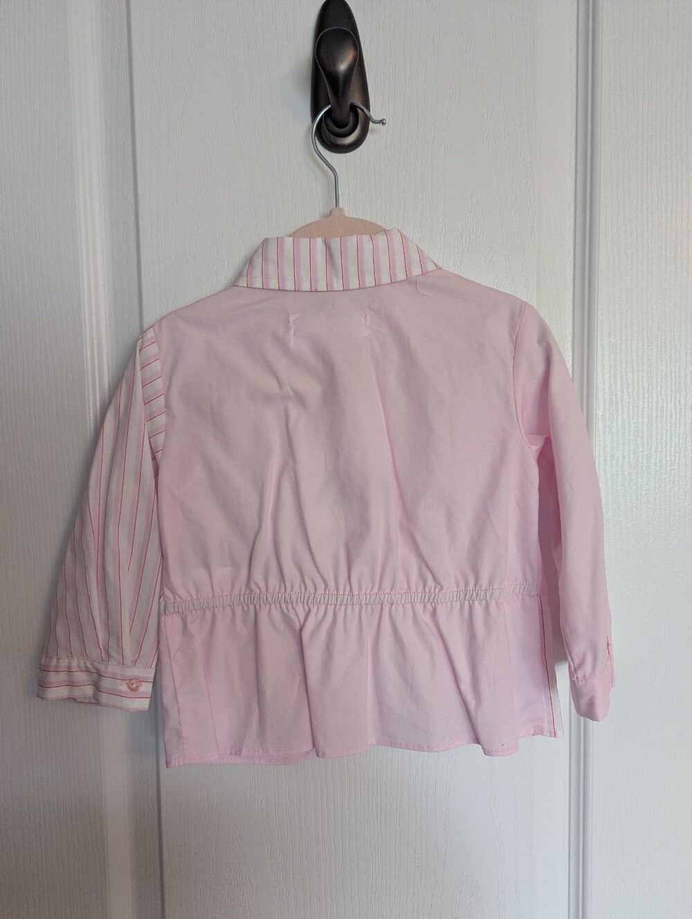 Light Pink Striped Twist-Front Button Down Shirt - Picture 2 of 4